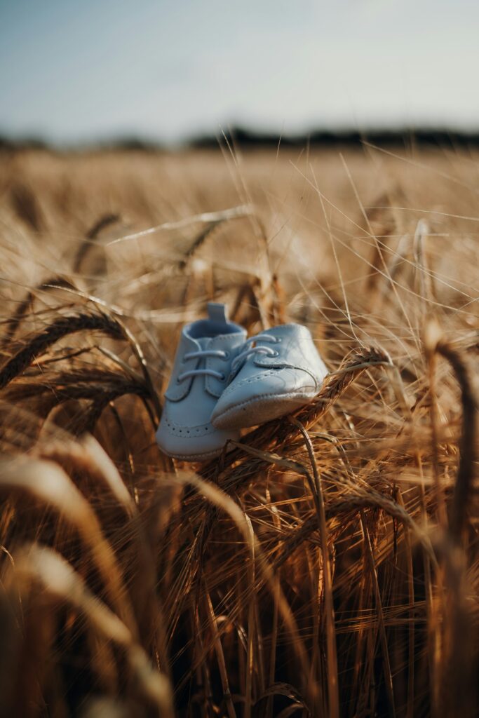 A close-up of baby shoes