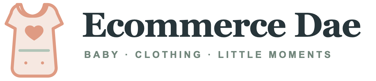 Ecommerce Dae baby fashion logo with a soft peach romper and wordmark