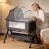 3 in 1 Baby Bassinet Bedside Sleeper, Easy to Assemble & Foldable Portable Baby Cradle for Newborns