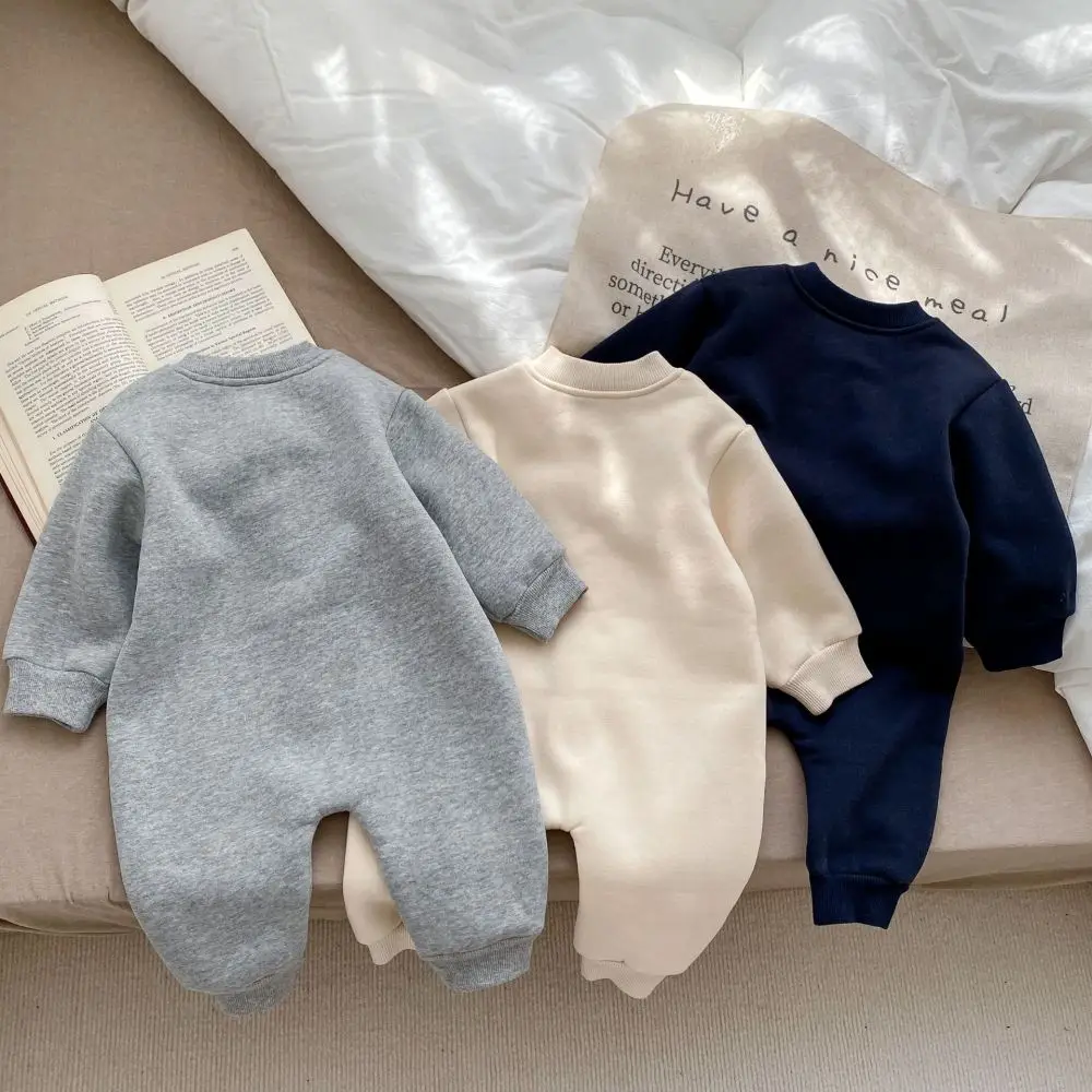 Autumn Winter Newborn Baby Clothes Letter Print Boy Romper Warm Infant Girl Soft Fleece Jumpsuit Pajamas 2026 Bodysuit for 0-24M - Image 2