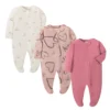 Unisex Newborn Baby Footed Pajamas Long Sleeve Zipper Romper Cotton Jumpsuit Solid White 0-12 Months Fashion Baby Clothes