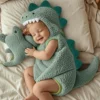 Cute Baby Boy Girl Dinosaur Costume Sleeveless Romper with Hat Newborn Infant Halloween Cosplay Clothes