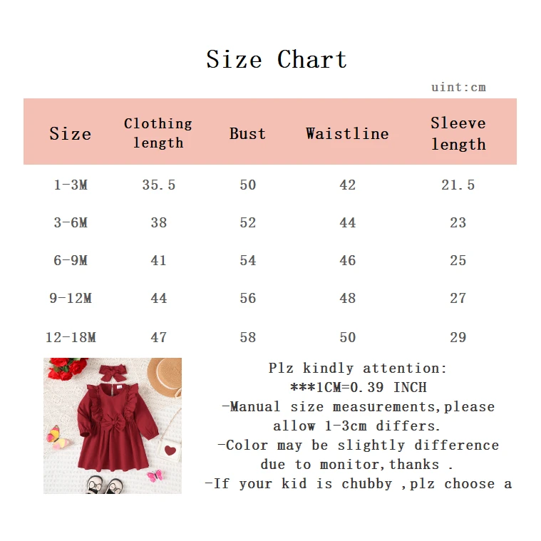Christmas 5 Color Dresses Long Sleeved Princess Dress with Bow+Headband for Baby Girls 1-18 Months New Year Holiday Costume - Image 11