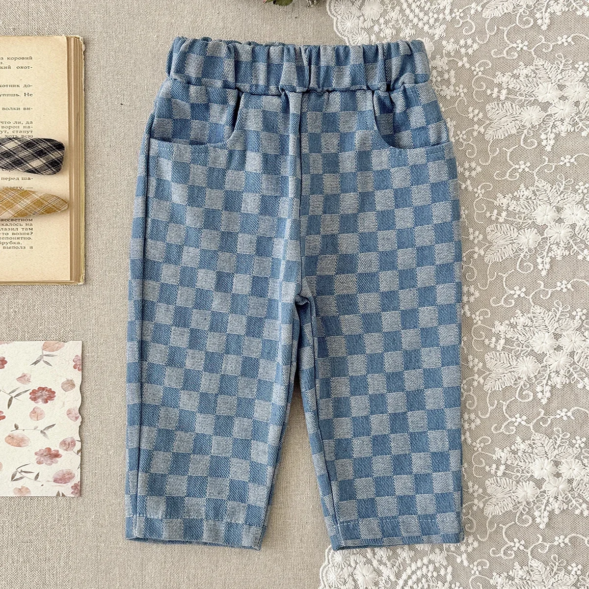 Spring Autumn New Children Loose Casual Pants Fashion Girls Boys Pants Korean Children's Clothing Baby Fashion Grid Pants 0-3Y - Image 5