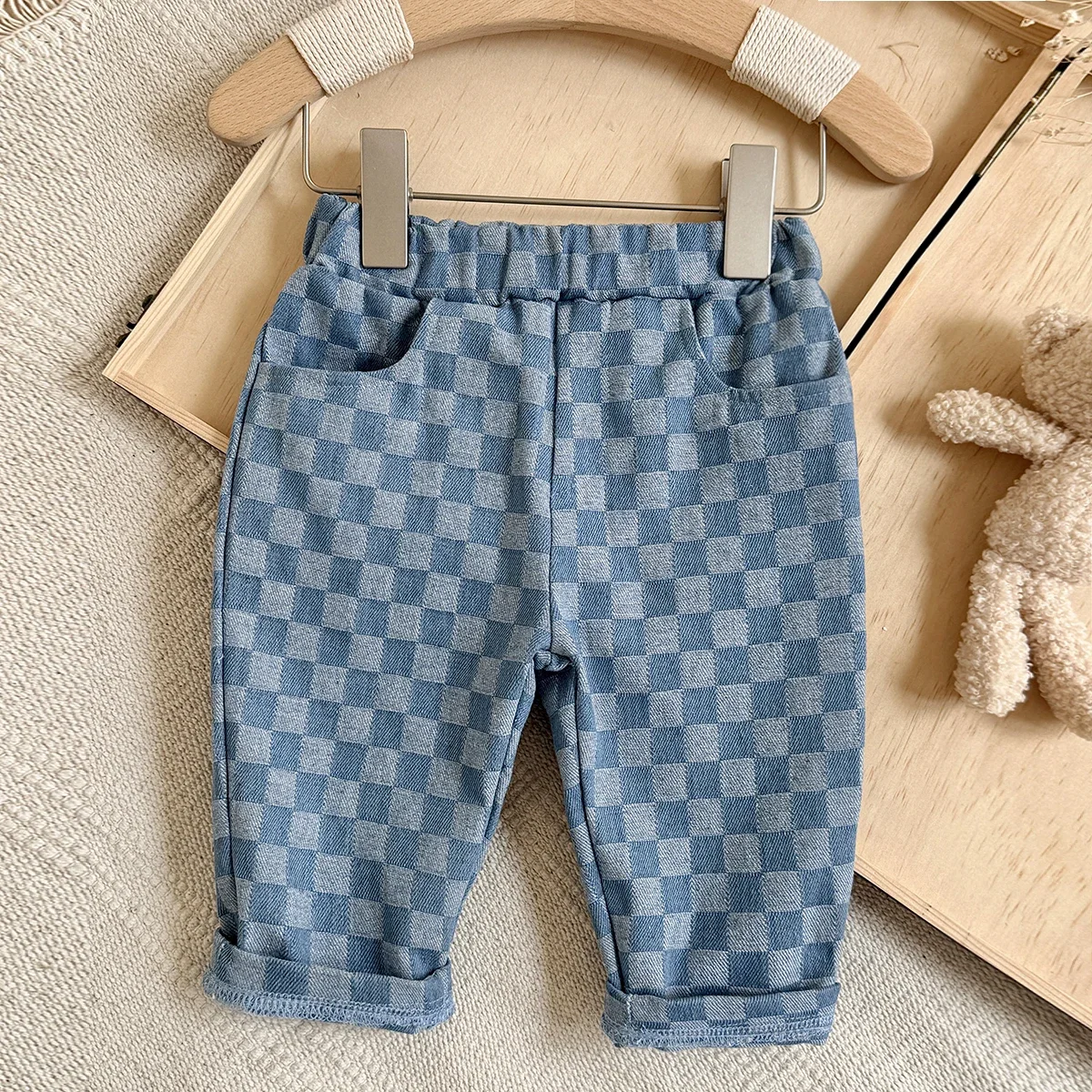 Spring Autumn New Children Loose Casual Pants Fashion Girls Boys Pants Korean Children's Clothing Baby Fashion Grid Pants 0-3Y - Image 4