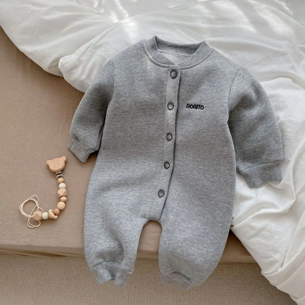 Autumn Winter Newborn Baby Clothes Letter Print Boy Romper Warm Infant Girl Soft Fleece Jumpsuit Pajamas 2026 Bodysuit for 0-24M - Image 6