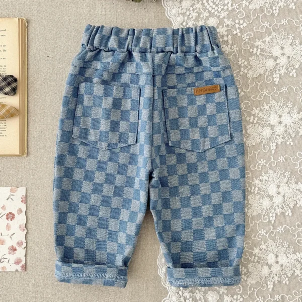 Spring Autumn New Children Loose Casual Pants Fashion Girls Boys Pants Korean Children's Clothing Baby Fashion Grid Pants 0-3Y
