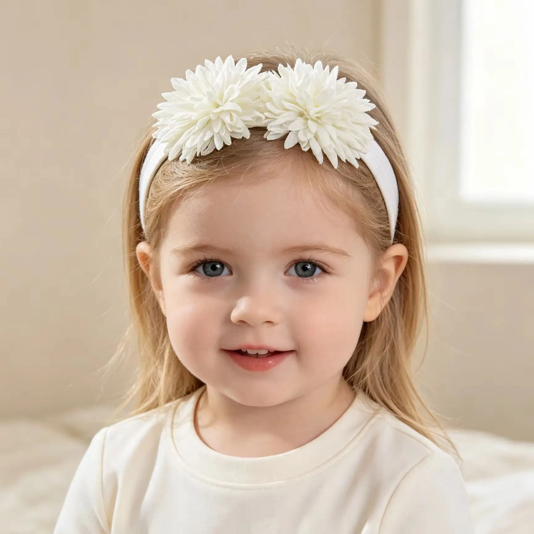 Double Fluffy Flower Baby Headband Soft Elastic Hair Bands for Children Handmade Princess Turban Newborn Girls Hair Accessories