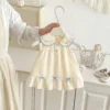 Baby Dress Summer Floral Print Sleeveless Girls' Dress With Bow Adorable Beach Princess Children's Dress Baby Girl Clothes