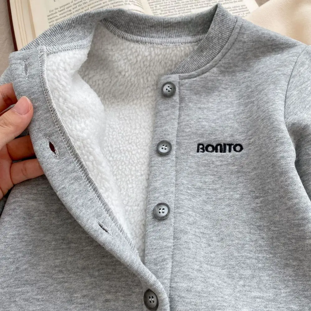 Autumn Winter Newborn Baby Clothes Letter Print Boy Romper Warm Infant Girl Soft Fleece Jumpsuit Pajamas 2026 Bodysuit for 0-24M - Image 8