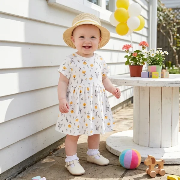 Baby Kids Summer Short Sleeve Dresses Clothing Cotton Children Girls Dresses