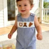 New Baby Boy Romper Cute Embroidered Sleeveless Buttons Short Jumpsuits 2026 Summer Toddler Overalls 0-18M